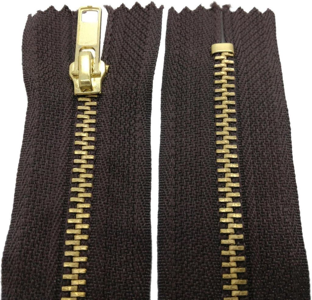 Reißverschluss Metall 4mm nicht teilbar 14 cm Braun