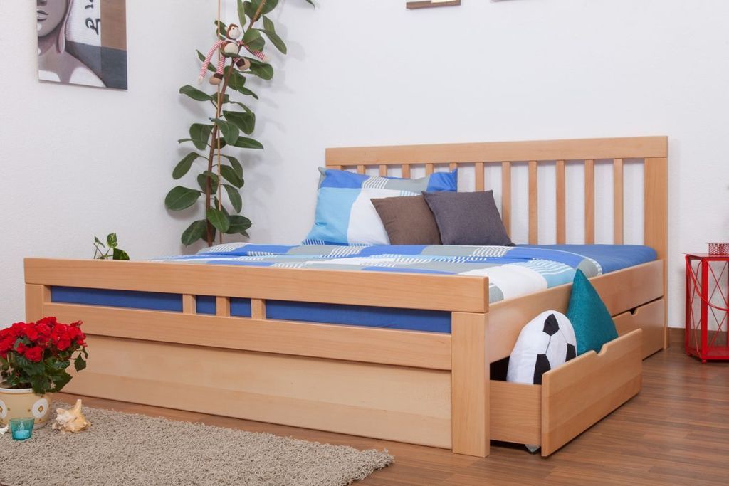 Bett 180 x 200 cm Buche massiv Natur