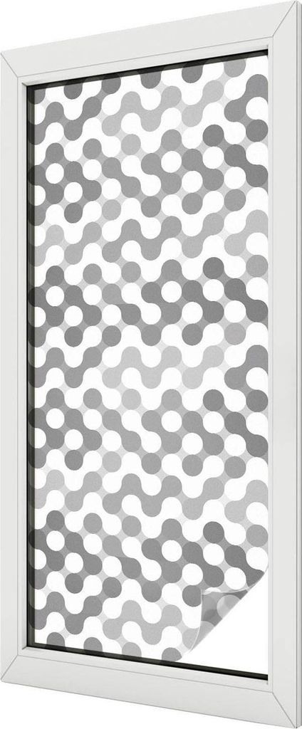 Buntglas Fensterfolie – 116x50 cm – Stained-Glass Design – blickdichte dekorative Sichtschutzfolie – selbstklebend, UV-Schutz – Wellengeo...
