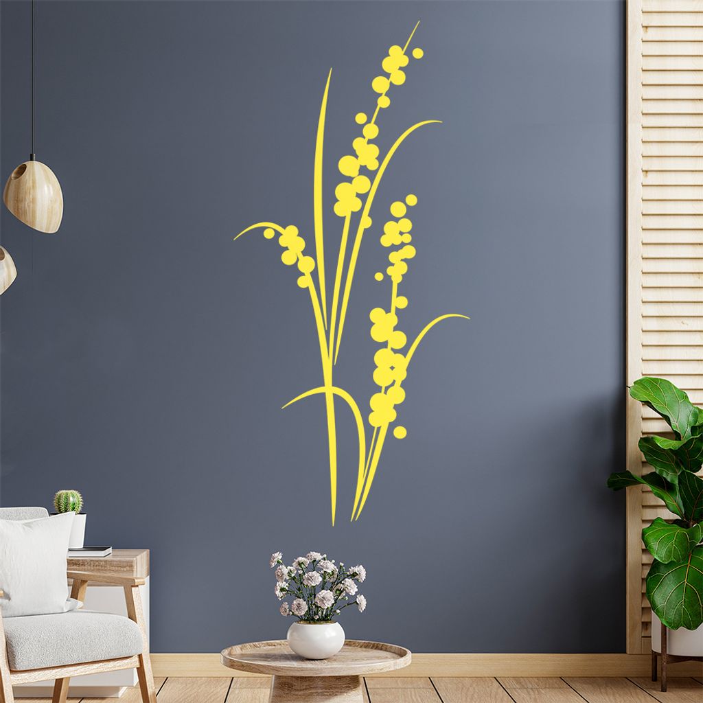 Grashalm mit Beeren Wandtattoo in 6 Größen - Wandaufkleber Wall Sticker - Dekoration, Küche, Wohnzimmer, Schlafzimmer, Badezimmer