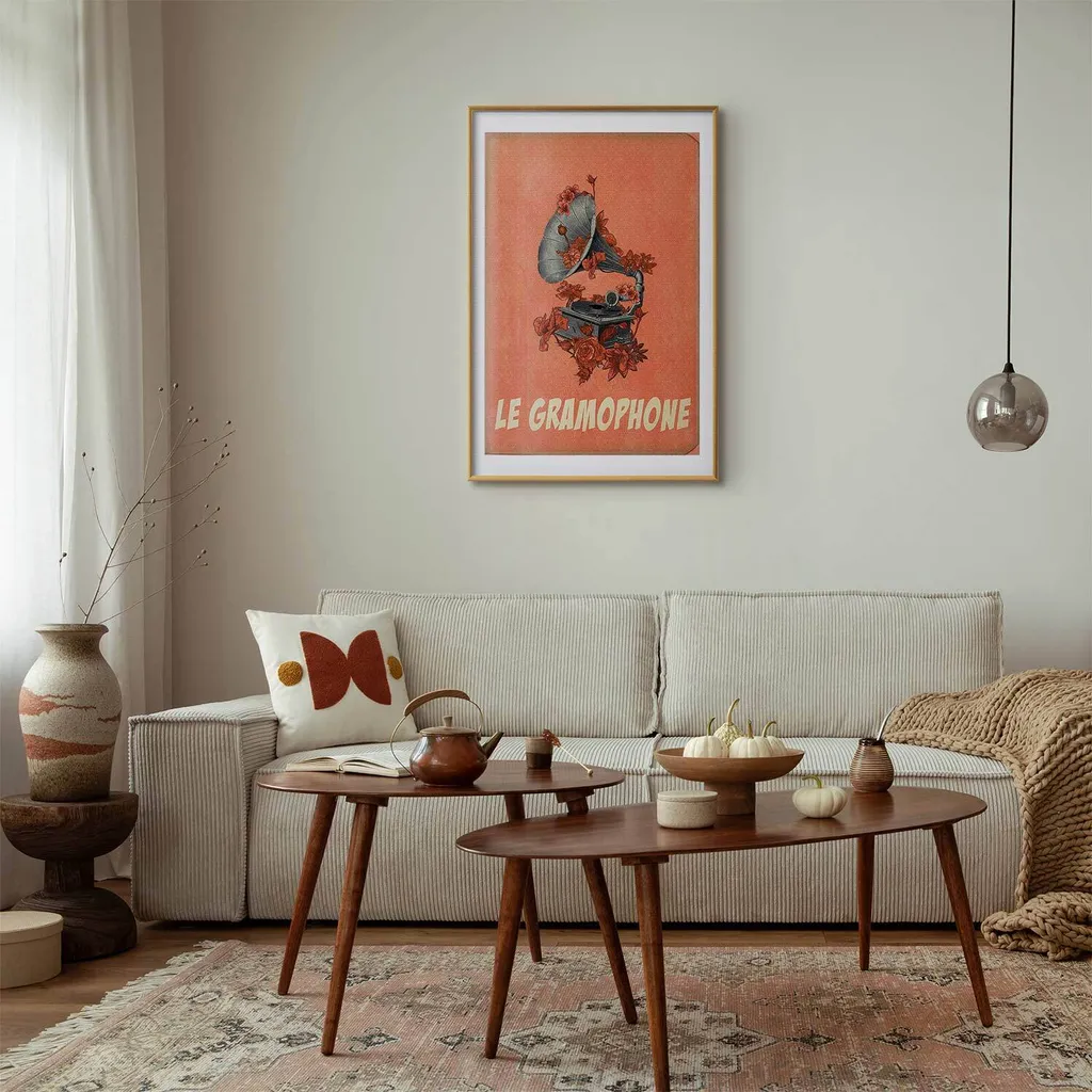 Poster Gramophone 60x90 Cornice Oro Margine - Qualità Professionale - 2