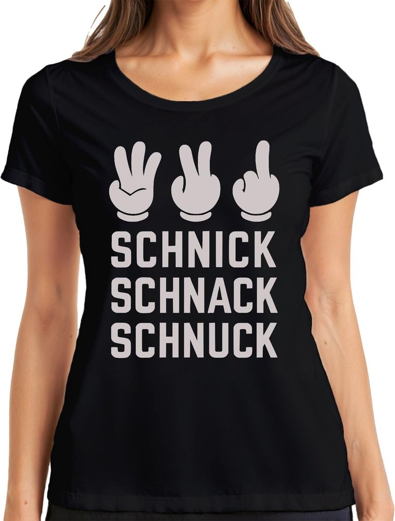 Schnick Schnack Schnuck Spiel Handzeichen Geschenk Lustig Retro Damen T-Shirt, Schwarz, XL