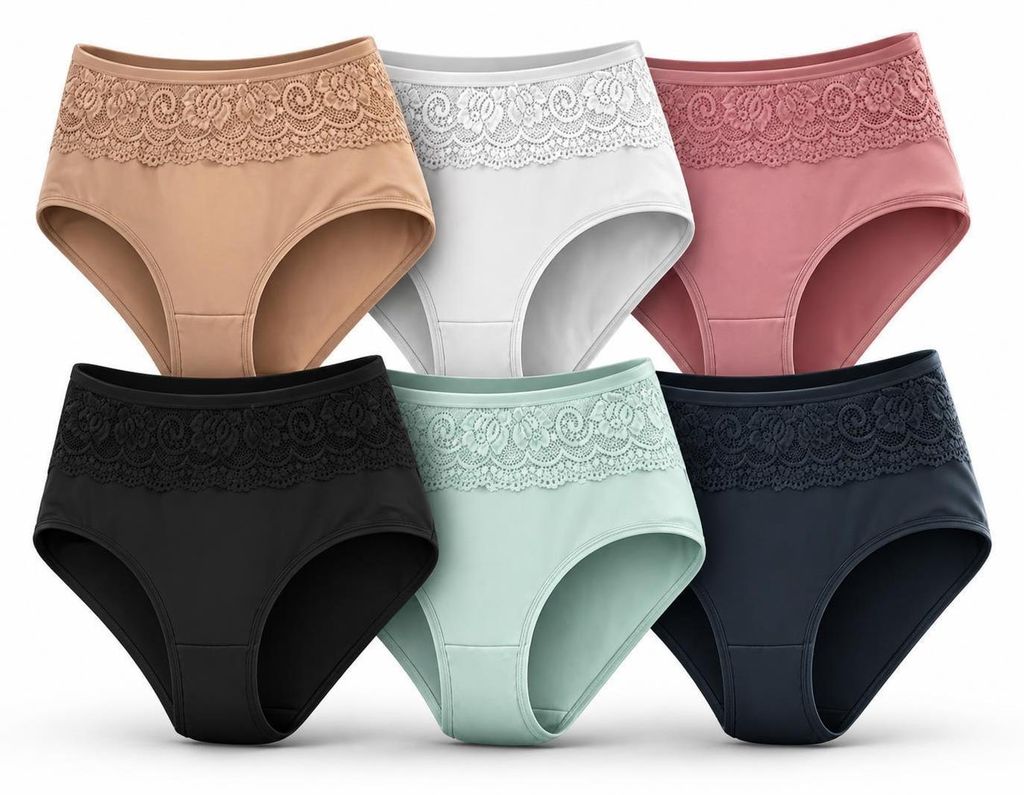Damen Slips 6er Pack mit Spitze, elastisch & bequem, 95% Produktbild 