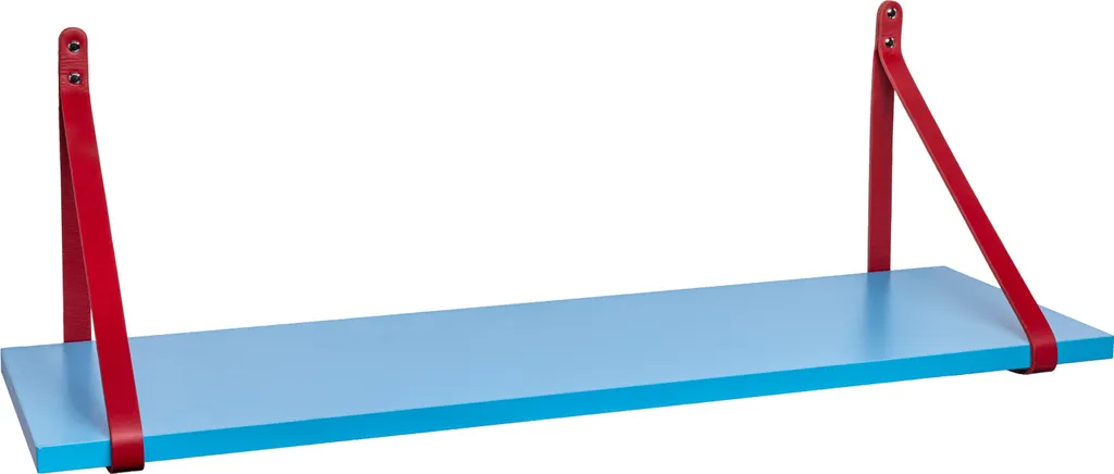 ABRATO® Mensola a muro Maramara Blue 60x25x1,8 cm Mensola galleggiante con cinghie in pelle Appeso rosso - 1