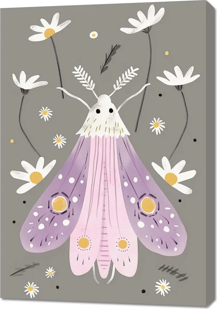 Grand Tableau Enfant 70x100 cm Motif Papillon de Nuit Haute Qualité