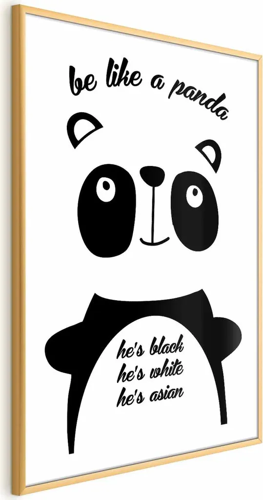 Poster Panda 40x60 con Cornice Oro - Quadro Simpatico per Casa e Famiglia