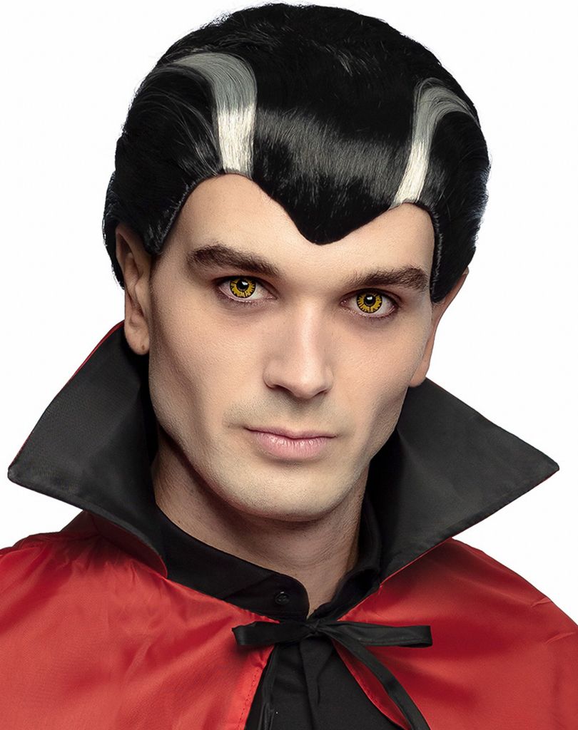 Halloween Vampir Perücke schwarz-weiss - Einheitsgröße Produktbild 