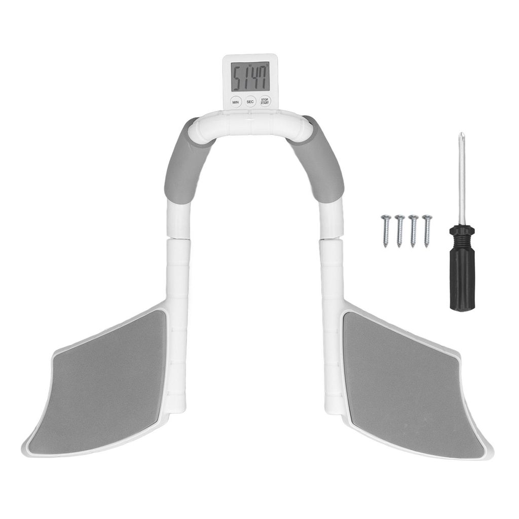 Multifunktionales Plank-Support-Trainingsgerät, Fitnessgerät, Heim-Ellenbogenstütze, Bauchmuskel-Trainingsgerät mit digitalem Timer, Grau/Weiß