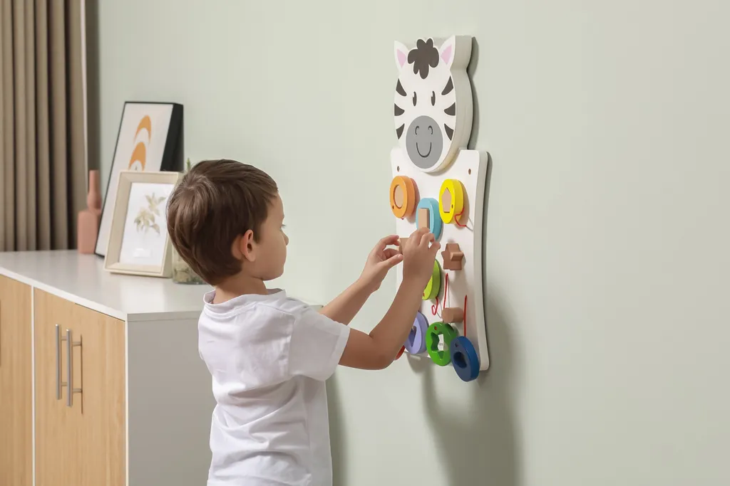 Tableau d'Éveil Mural en Bois pour Apprendre les Formes et Couleurs - 7