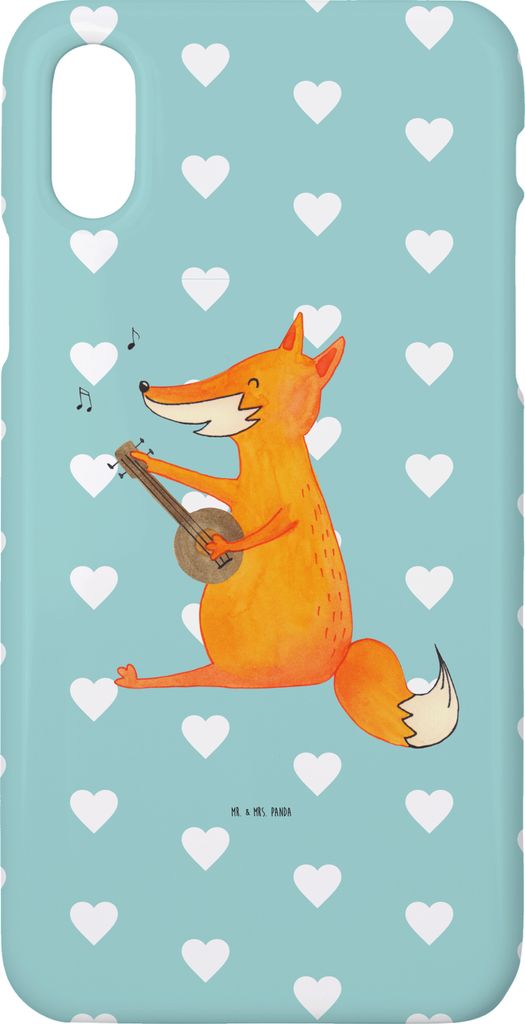 Mr. & Mrs. Panda Iphone 10 Handyhülle Fuchs Gitarre - Türkis Pastell - Geschenk, Optimistisch, Cover, Hülle, Musik, Musiker, Handy, X, Singen, S...