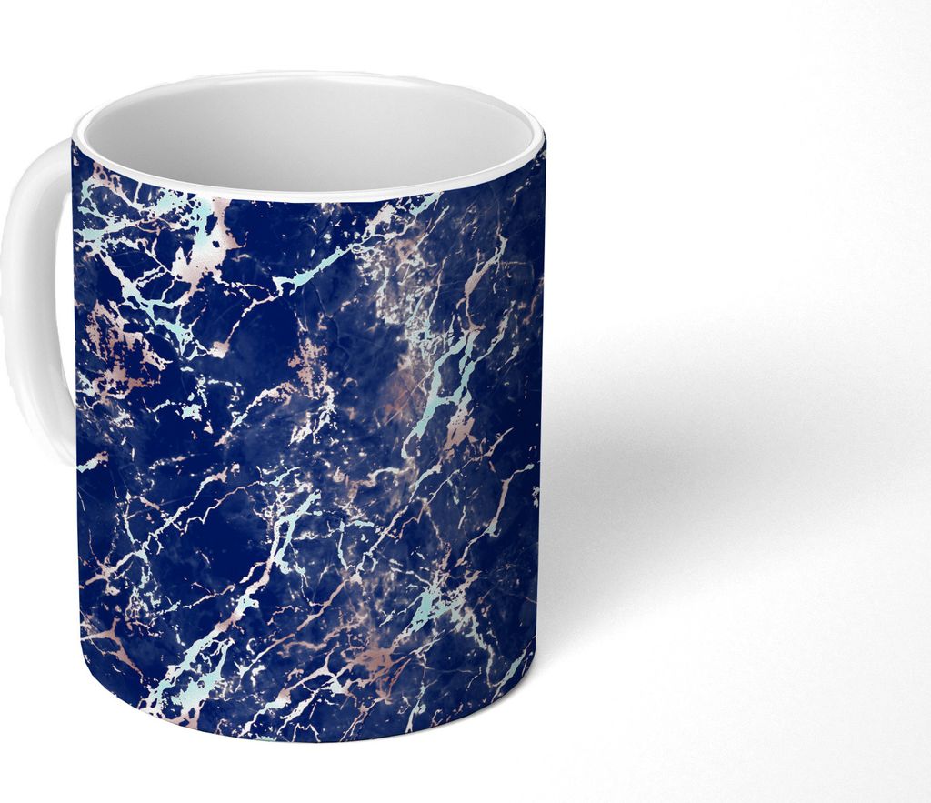 MuchoWow Tasse Kaffeetasse Kaffeebecher 350 ml Rosa - Marmor - Blau - Muster Teetasse - Fototasse - Becher - Keramikbecher - Teebecher - Kaffeeta...