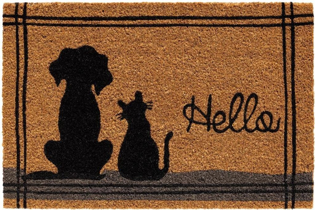 Kokosmatte Hello Spruch Katze Hund als aussen Sauberlaufmatte