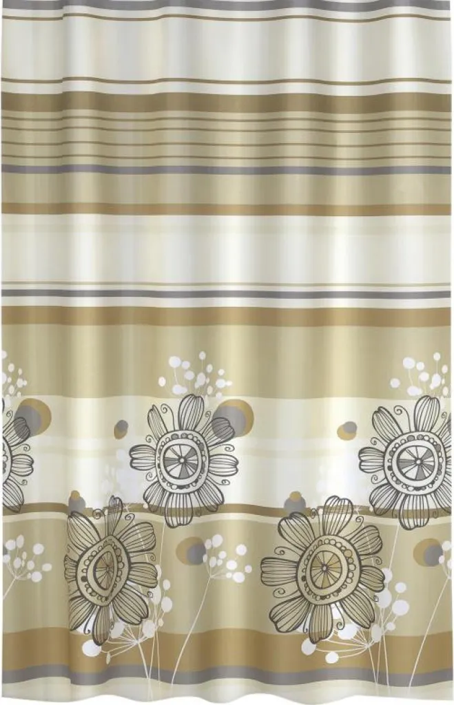 Tenda da Bagno Beige 180x200 cm - Tessuto Idrorepellente Anti-Muffa