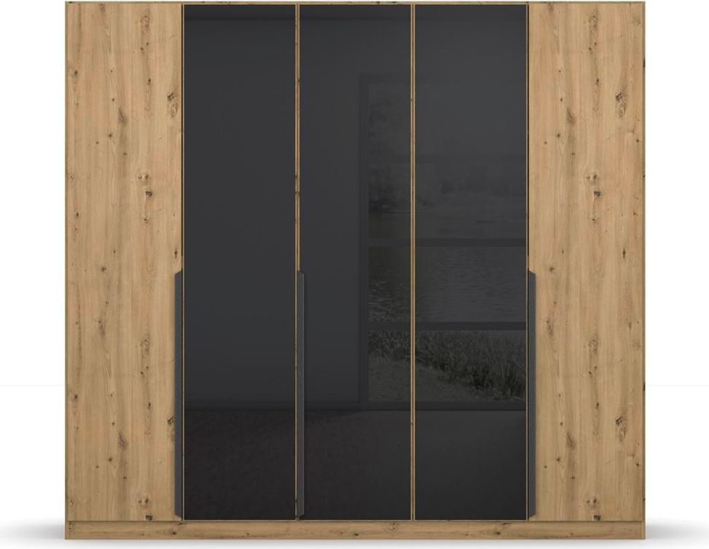Drehtürenschrank Artemis | mit Glastüren | Eiche Artisan / basalt grau