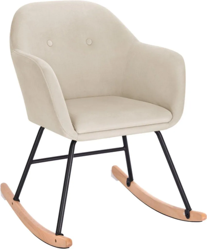 Fauteuil lounge Hubertus à bascule - Assise ergonomique en bois et tissu