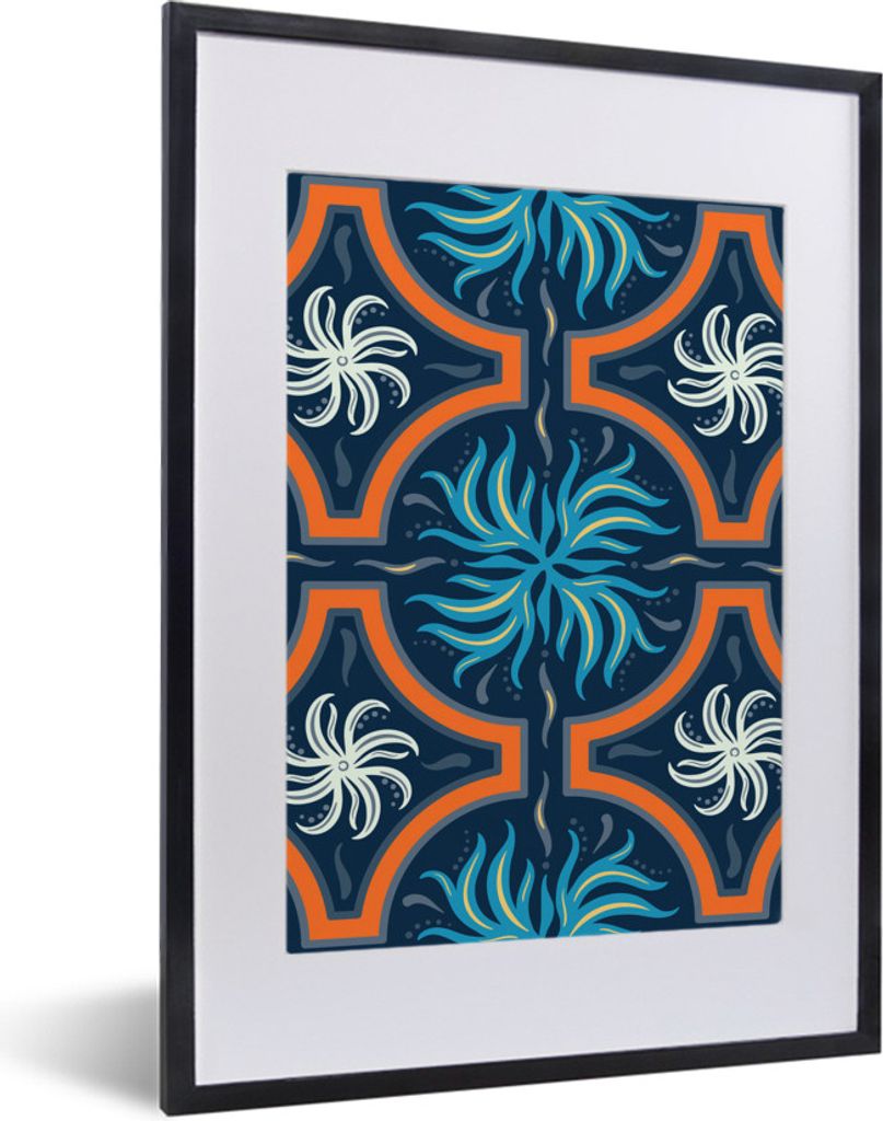 MuchoWow® MuchoWow® Gerahmtes Poster Blumen - Blau - Weiß - Produktbild 