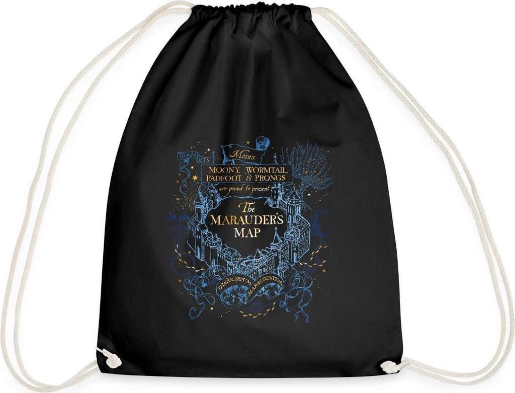 Spreadshirt Harry Potter The Marauder's Map Turnbeutel, One size, Schwarz