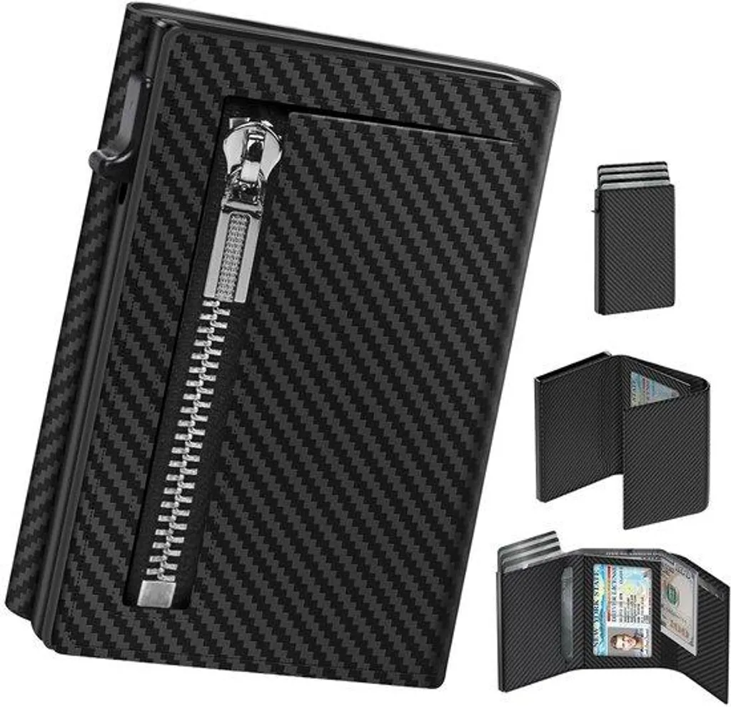 Portefeuille intelligent RFID en cuir véritable, compartiment monnaie XL
