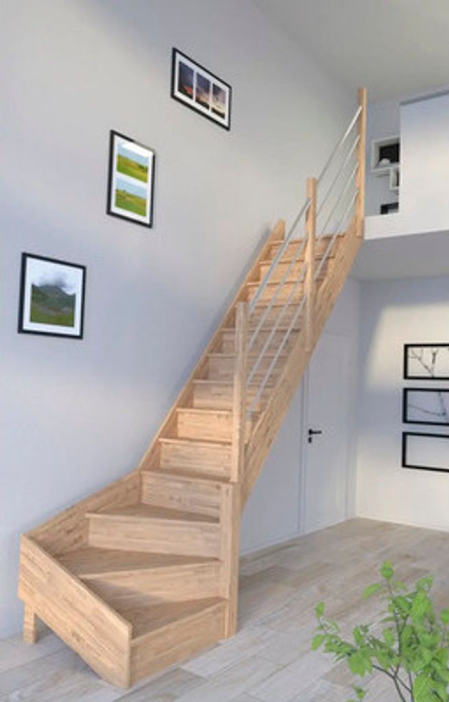 Pertura Wangentreppe Notos Eiche Unbehandelt Mit Setzstufen Seitenwange eiche 1/4-gewendelt unten rechts 83 cm 13 Stufen