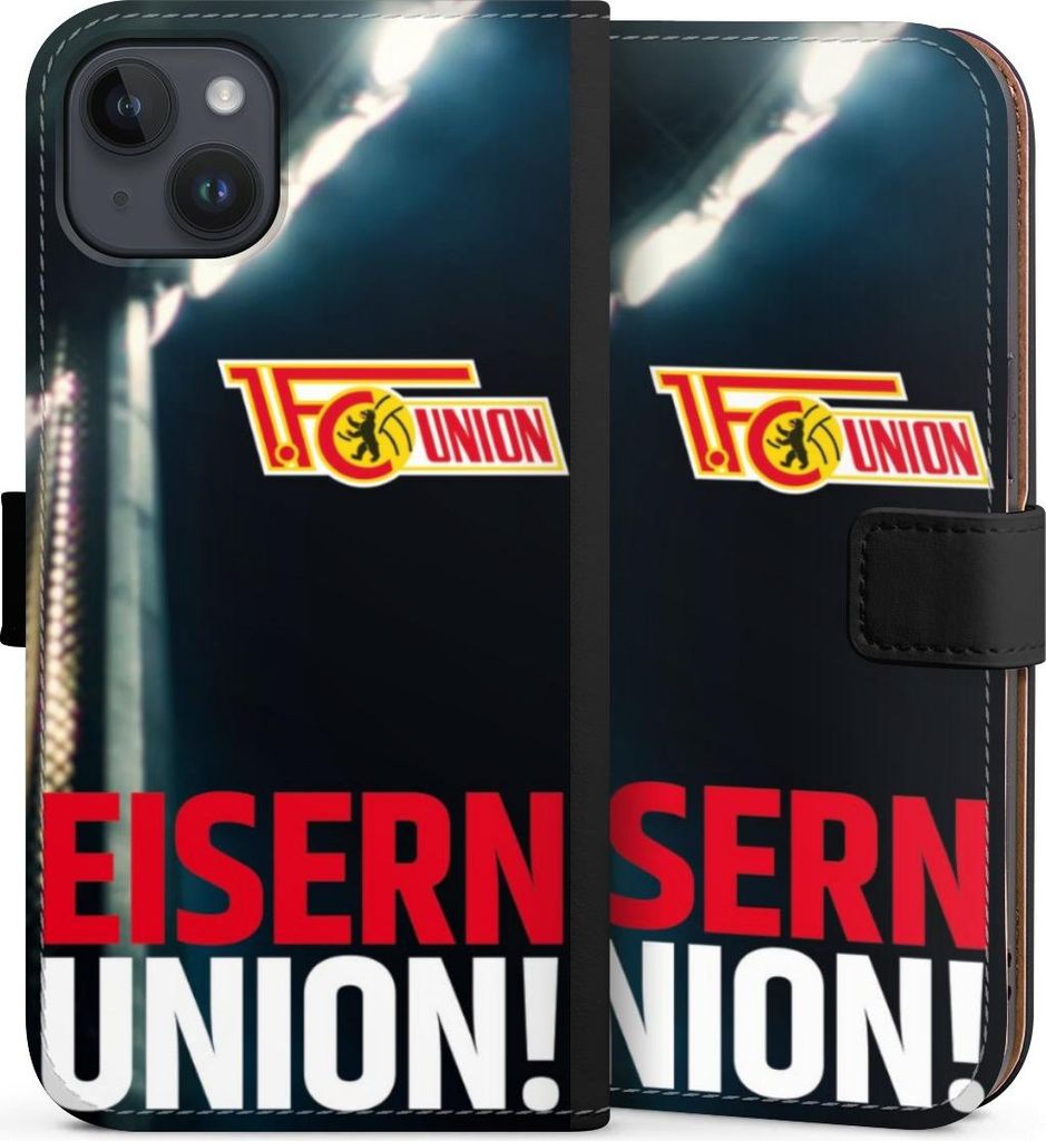 DeinDesign Klapphülle für Apple iPhone 14 Plus Handytasche Lederhülle Tasche 1. FC Union Berlin Fanartikel Fußball