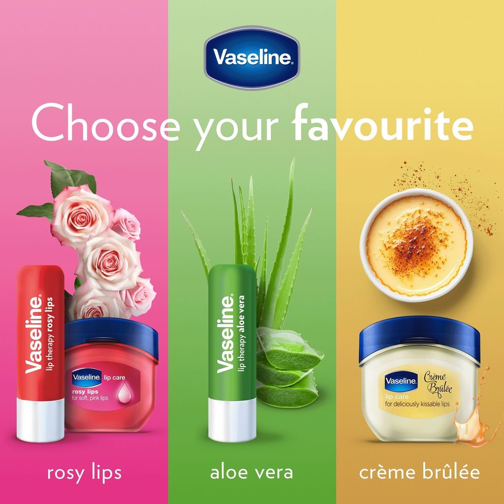 Vaseline Lip Therapy 7G Rosy | Pflegender Lippenbalsam für optimale Feuchtigkeit | 3 x 7g (Rosy (3er Pack))