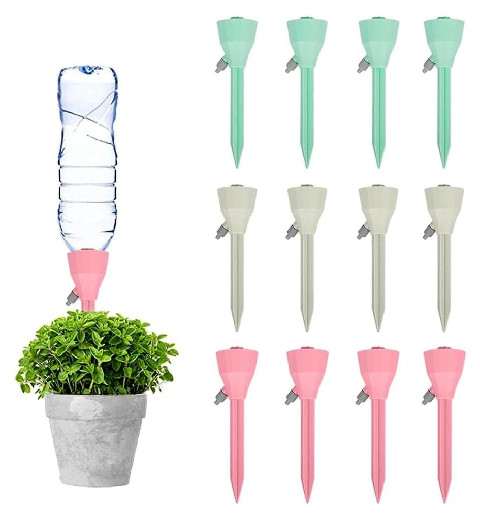 Automatische Bewässerung, 12 Stück einstellbares Bewässerungssystem für den Garten mit langsam öffnendem Steuerventil für die Tröpfchenbewä...