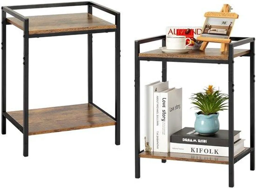 Petite table de chevet marron 40 cm lot de 2 pour gain de place