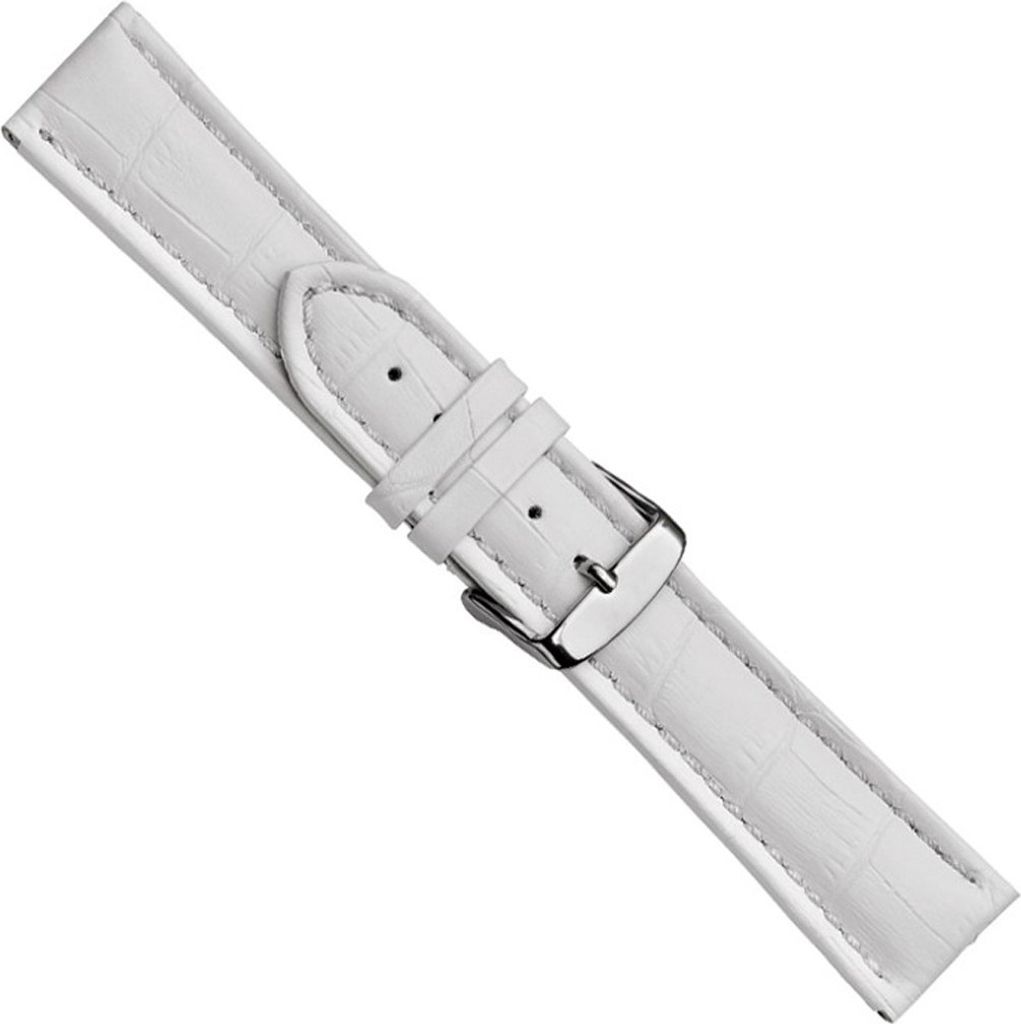 Big Size Print Ersatzband Uhrenarmband Kalbsleder Weiss 20904S, Stegbreite:26mm