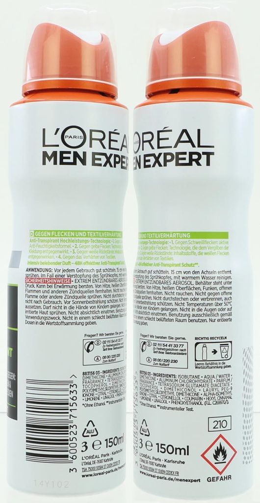 L'Oréal Men Expert Deospray 150 ml Shirt Control