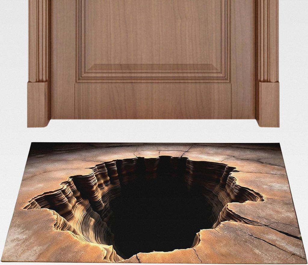 3D Teppich Optische Täuschung Loch Kristallsamt, 3D Teppich Optische Täuschung, Für Badezimmer, Schlafzimmer, Küche, Eingangsbereich, Haustür