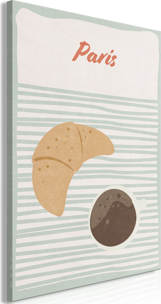 Italienischer Leinwand Leinwandbild - Parisian Breakfast (1 Part) Vertical 80x120 cm Städte j-A-0089-b-a