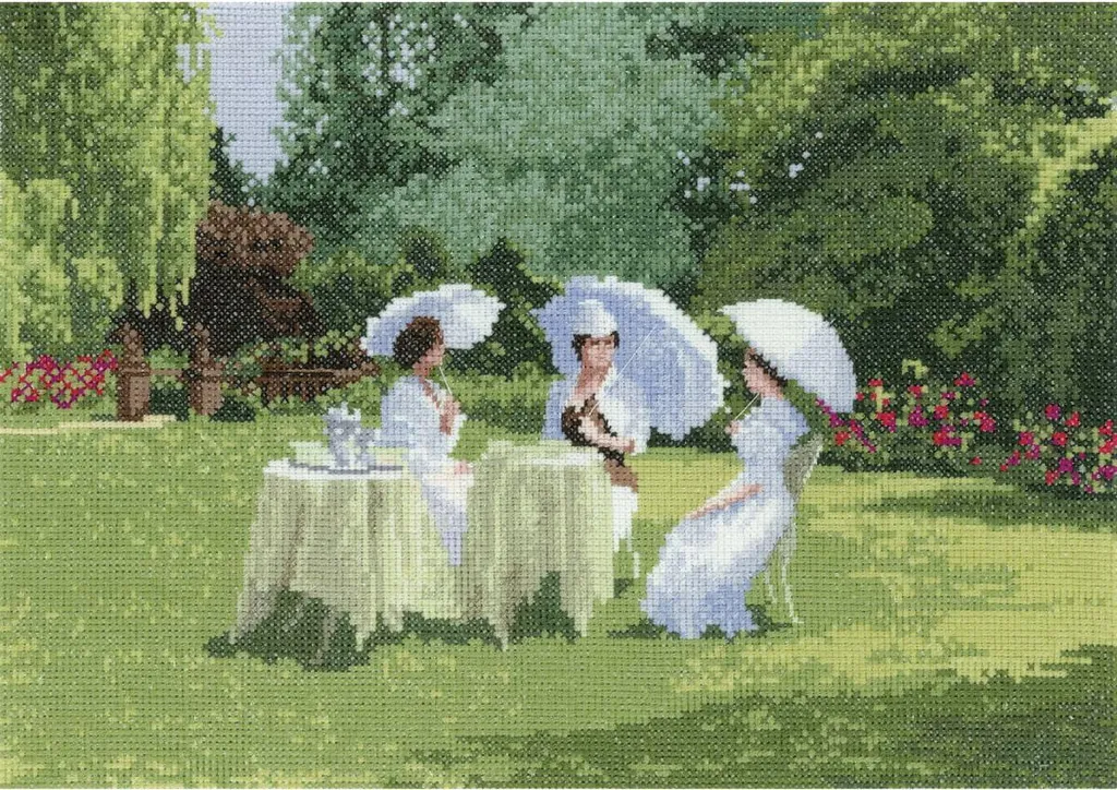 Kit Broderie Heritage Ladies at Dinner 31x22cm Toile Aida et Fils Triés