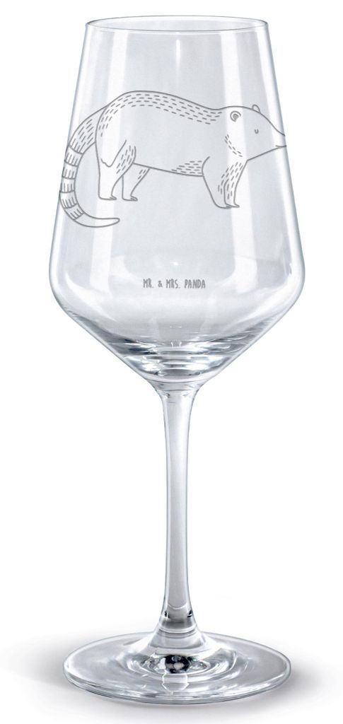 Mr. & Mrs. Panda Rotwein Glas Nasenbär - Transparent - Geschenk, Lustige Sprüche, weinglas graviert, Nasenbären, für, Kelch, Rotweinglas mit Gr...