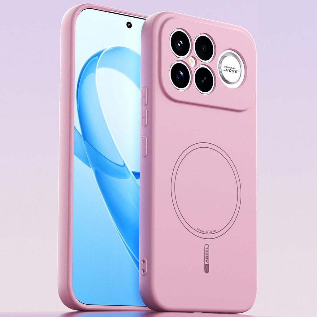 Magnetische Handyhülle für Xiaomi Poco F8 Ultra/Redmi K90 Pro, MagSafe kompatible, Flüssig Silikon Stoßfest Kratzfest Hülle Pink