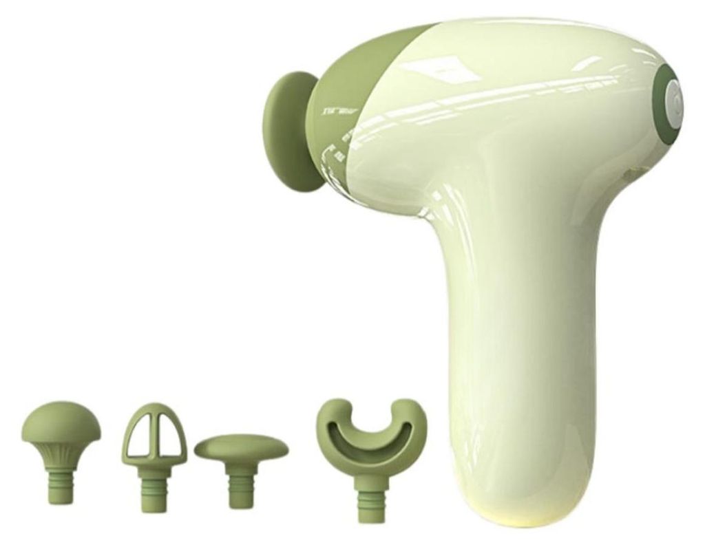 INF Multifunktionale Mini-Massagepistole – Tragbare Faszienpistole mit 4 Aufsätzen, 5 Geschwindigkeitsstufen, 12 kg Schubkraft, bürstenlosem Mo...