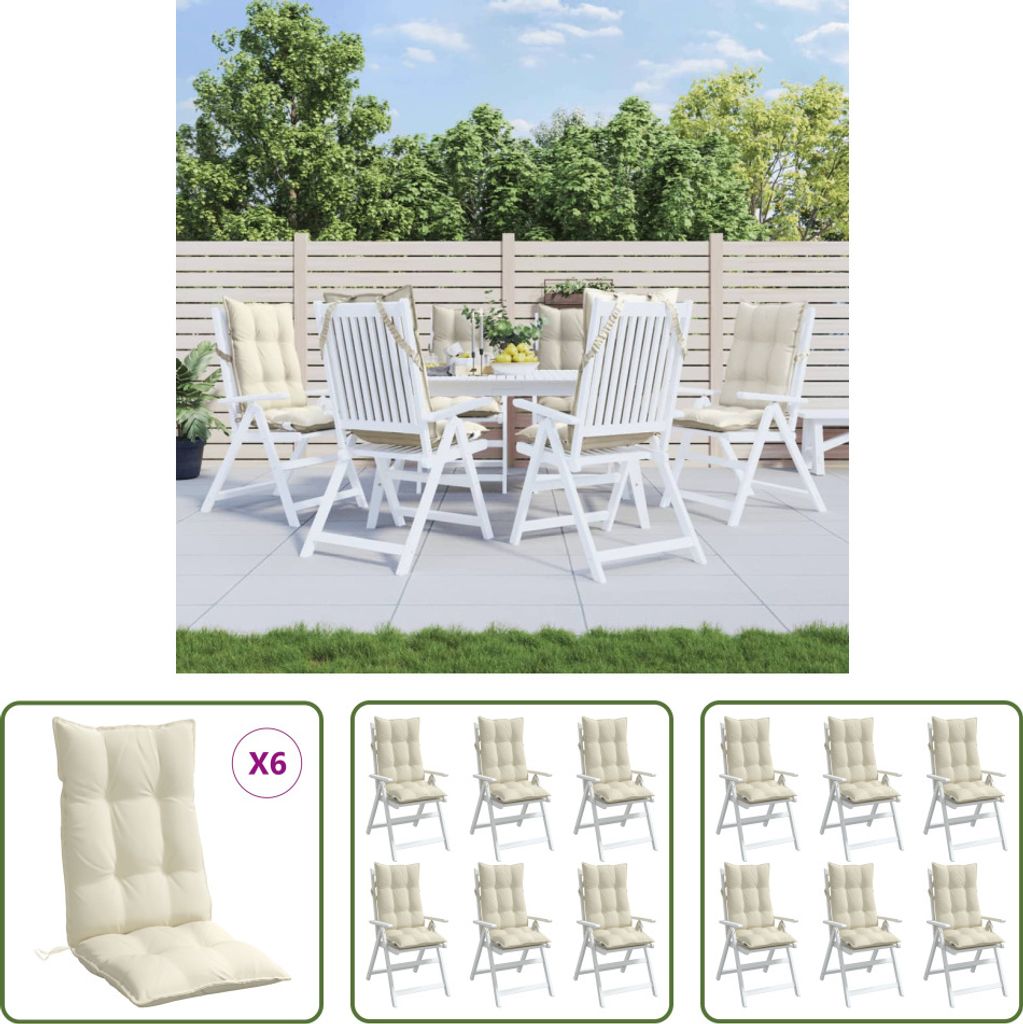 The Living Store Hochlehner-Auflagen 6 Stk. Creme Oxford-Gewebe