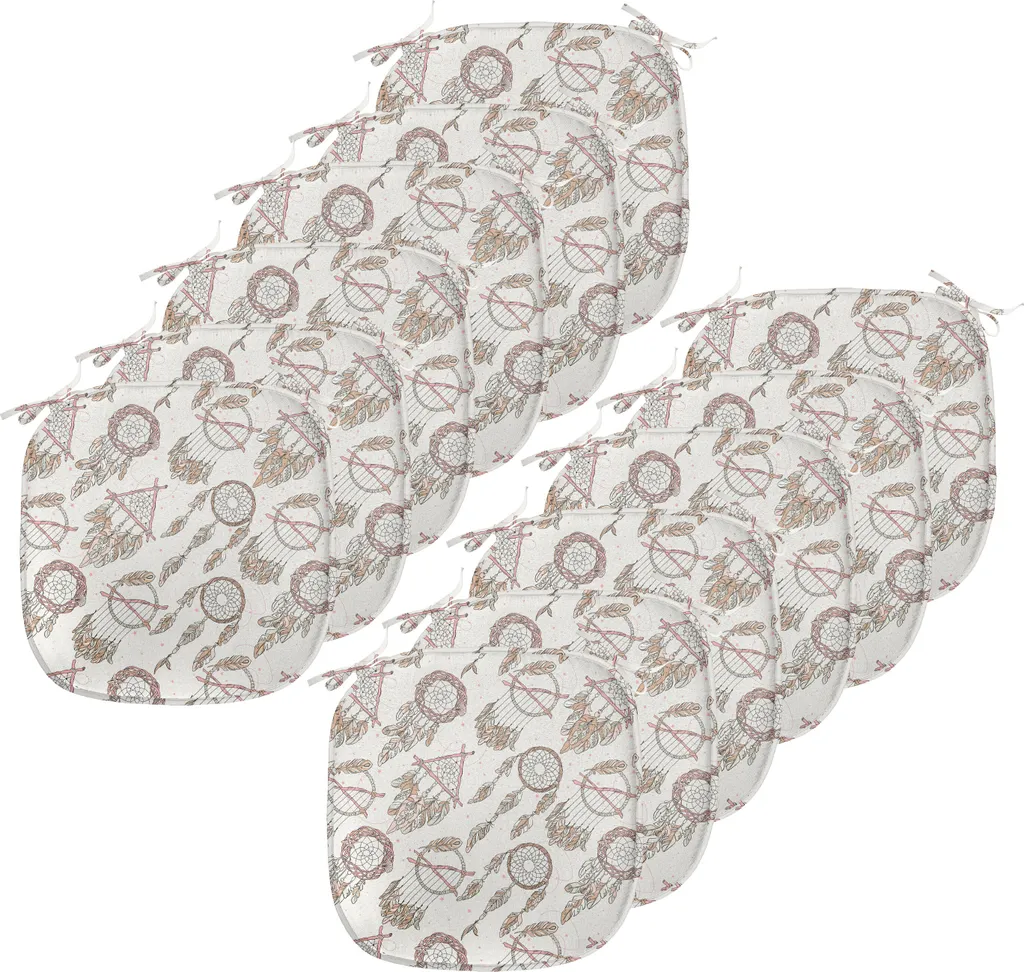 Lot de 12 Galettes de Chaise ABAKUHAUS Motif Attrape-rêves Beige 40x40