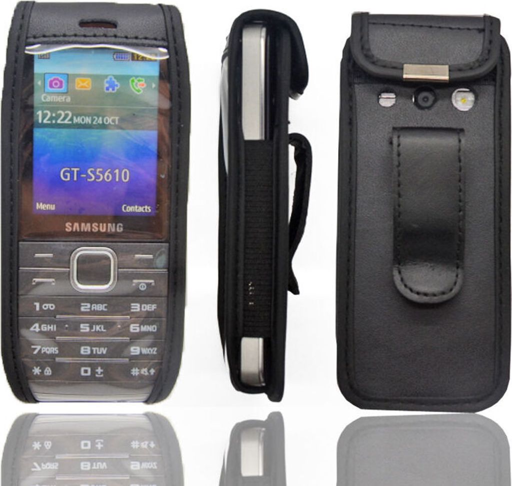 caseroxx Ledertasche mit Gürtelclip kompatibel mit Samsung GT S5610 / S5611 aus Echtleder, Tasche mit Gürtelclip und Sichtfenster