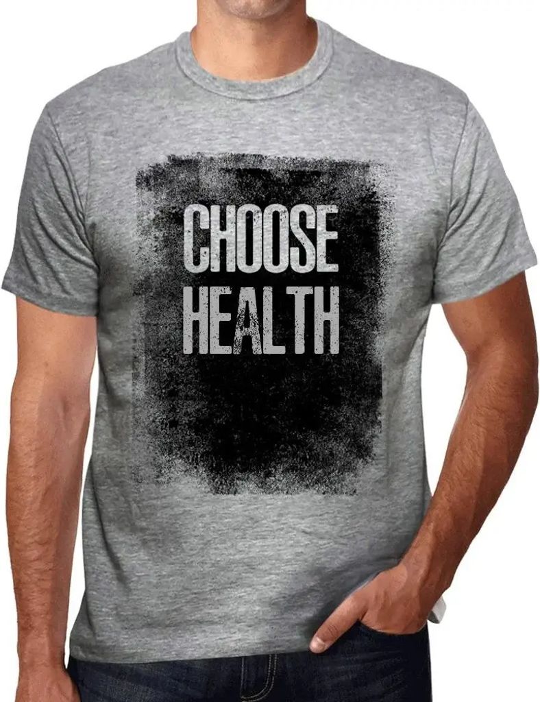 Herren Grafik T-Shirt Gesundheit wählen – Choose Health – Öko-Verantwortlich Vintage Jahrgang Kurzarm Lustige Druck Geburtstag Geschenk Mann