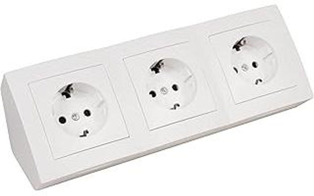 MC POWER - Steckdosenblock Unterbausteckdosen | Flair | 3-Fach Schutzkontaktsteckdosen, 15cm Kabel mit Lüsterklemme, 250V / 16A, Aufbau, weiß matt