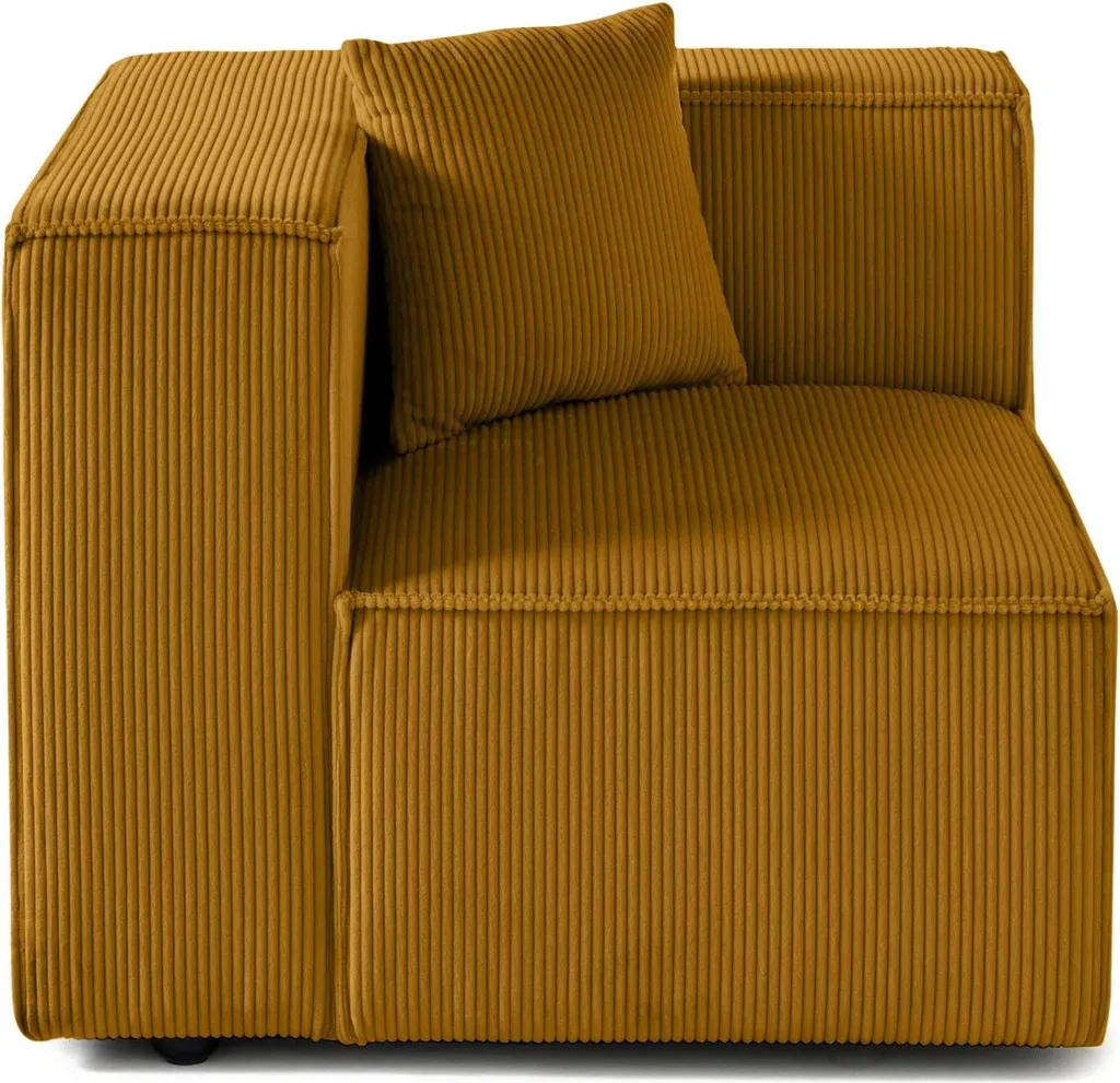 Module d'assise gauche Lisa Design Arty en velours côtelé jaune moutarde - 8