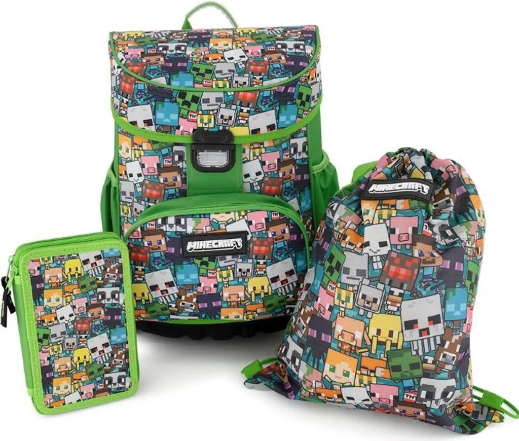 Zaino Minecraft 3 Pezzi Ergonomico: Set Scuola Completo con Astuccio