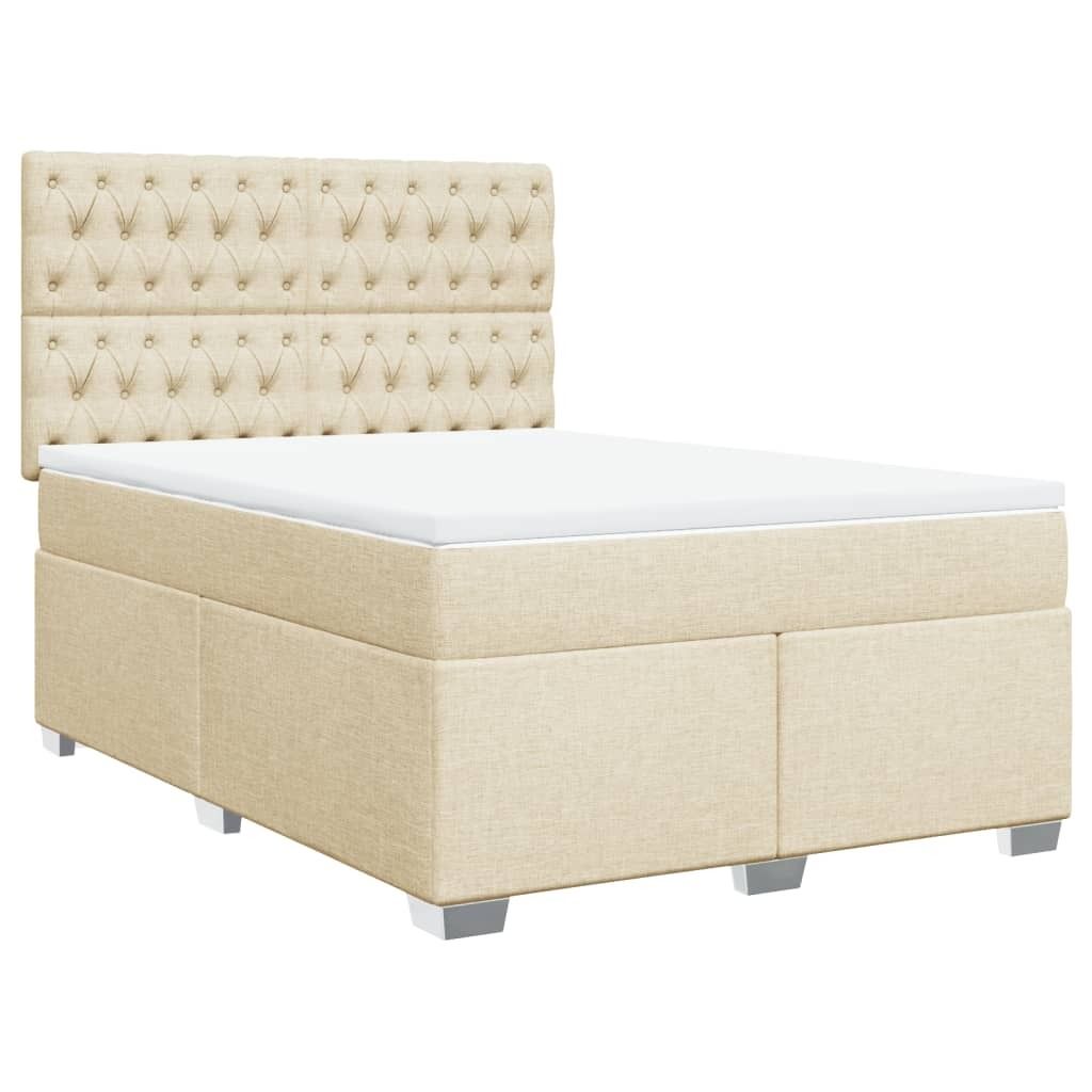 "im Sonderangebot"Boxspringbett Modernes/Doppelbett - Polsterbett Erwachsene/r /Kind - mit Matratze Creme 160x200cm Stoff - Klassische Betten DEMö...