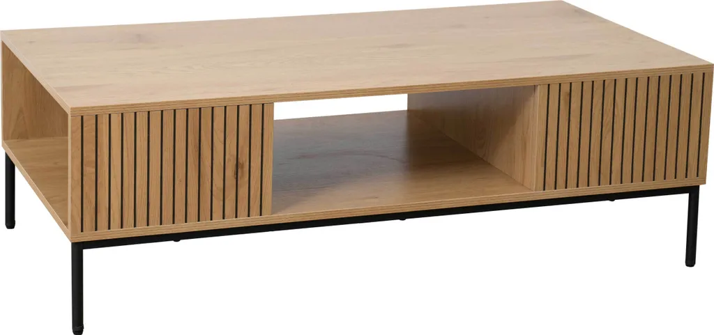 Table basse de 120 cm pour apéritif en salon moderne beige et acier