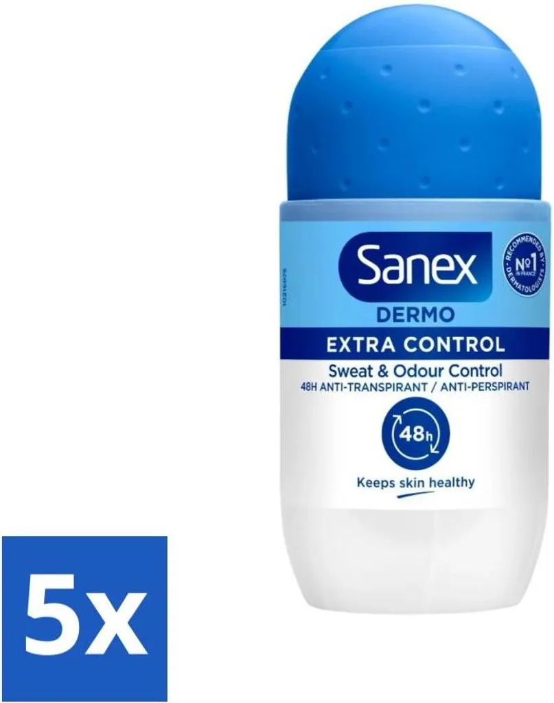 Set 5 Sanex Dermo Extra Control Roll-on 50ml | Protezione 48h No Alcol