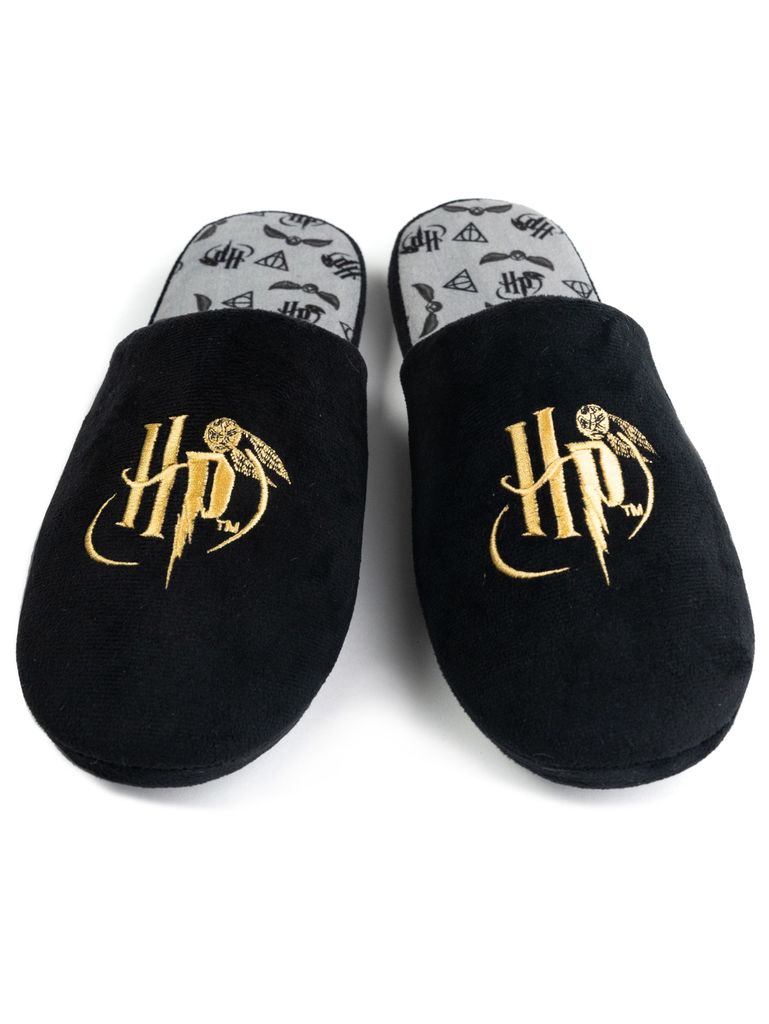 Harry Potter Hausschuhe für Herren - Slipper Puschen Schlappen Pantoffeln Schwarz 44-45