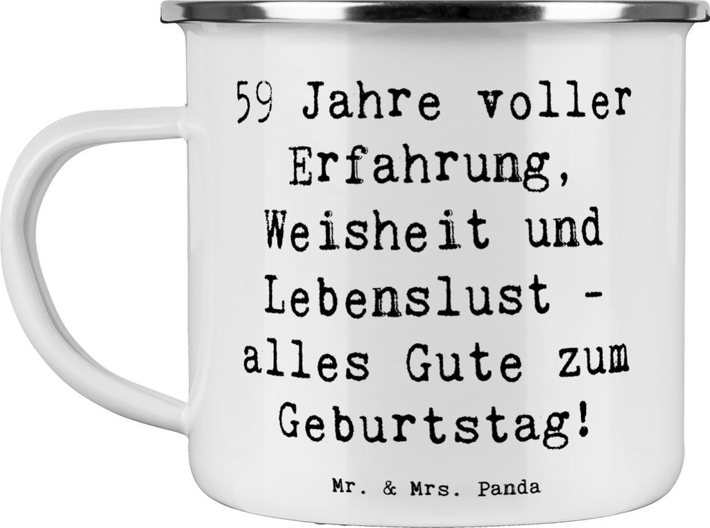 Mr. & Mrs. Panda Teetasse Spruch 59. Geburtstag - Weiß - Geschenk, Campingtasse, Happy Birthday, Pott, 59 Jahre, inspirierend, Haferl, Geburtstags...
