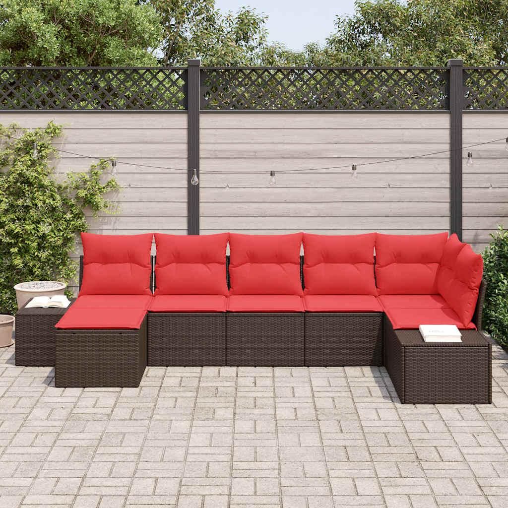 Möbel Balkonmöbel Gartenmöbel-Set - Braun - CLORIS Gartensofa-set mit Kissen 7 pcs - Braun Poly-Rattan,55.8 Kg - 993128