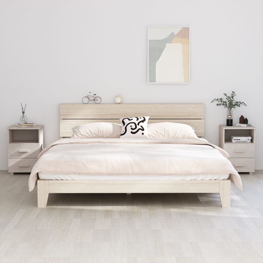 The Living Store Nachttische HAMAR 2 Stk. Weiß 40x35x62 cm Massivholz