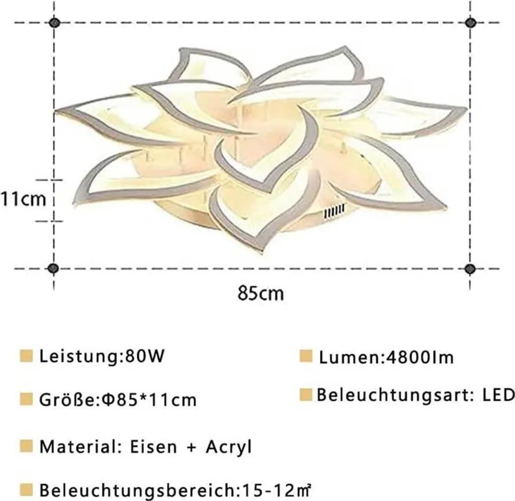 Plafoniera LED dimmerabile, lampada da soggiorno con cambio di colore con telecomando, lampada da soffitto per camera da letto illuminazione da soffitto moderna lampada lampadario, dimmerabile 10 teste/Ø85cm/33.4in - 2